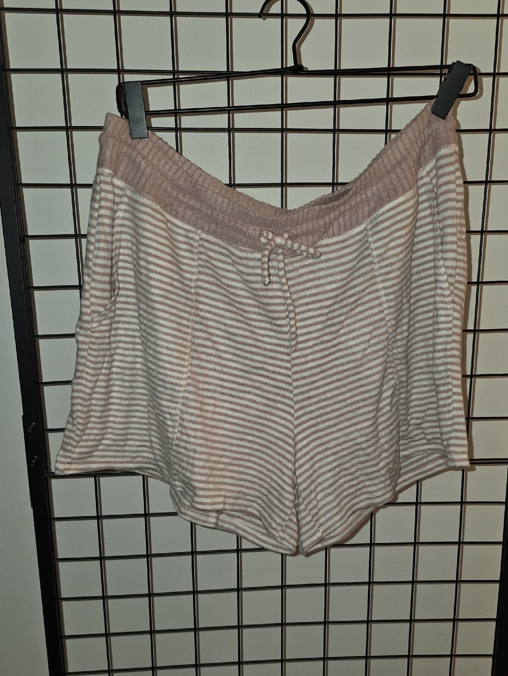 Soma Pink and White Striped Knit Lounge Shorts